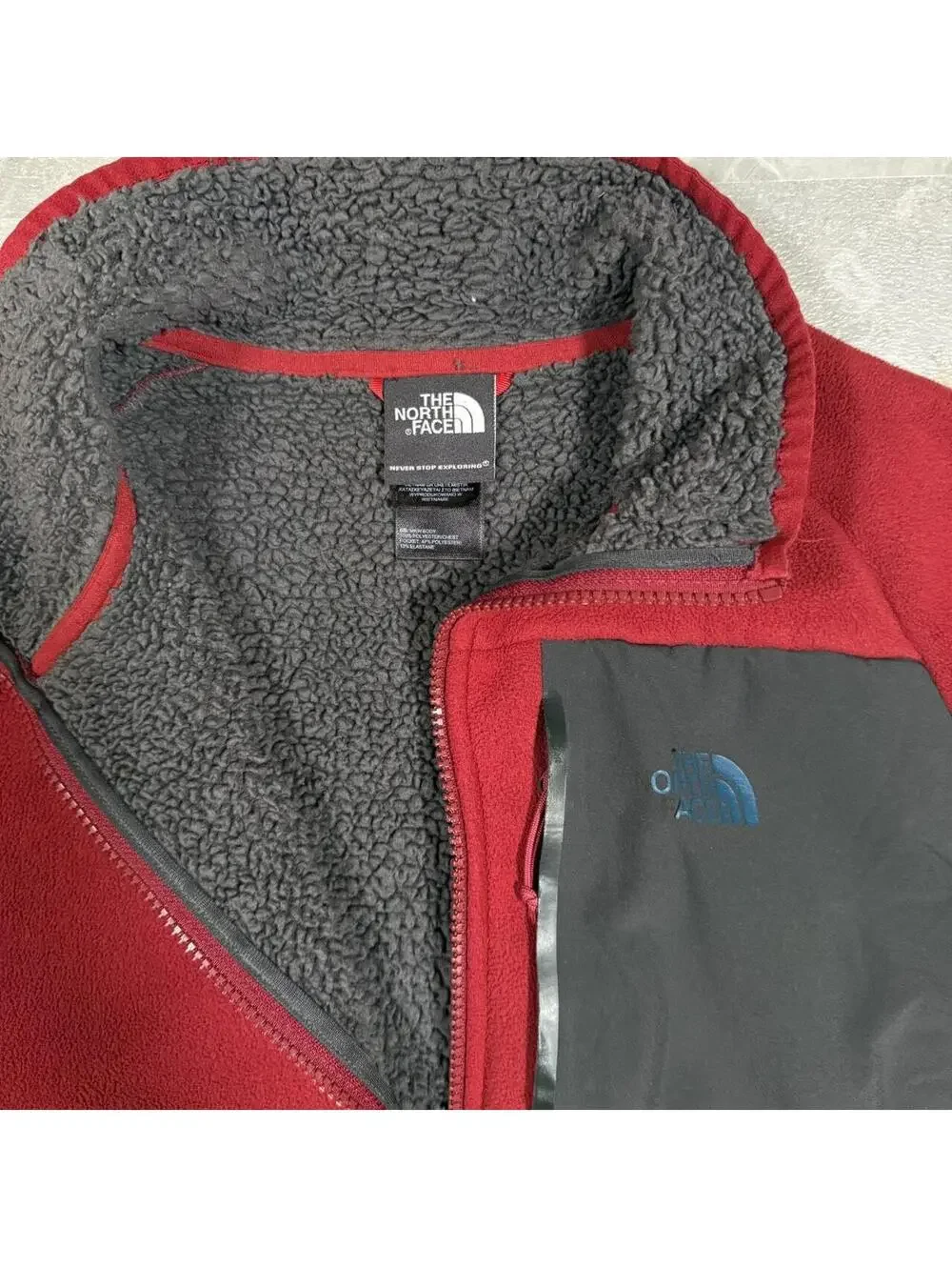 The North Face Full Zip hiking Jacket Red Chimborazo Fleece Sherpa Lined
